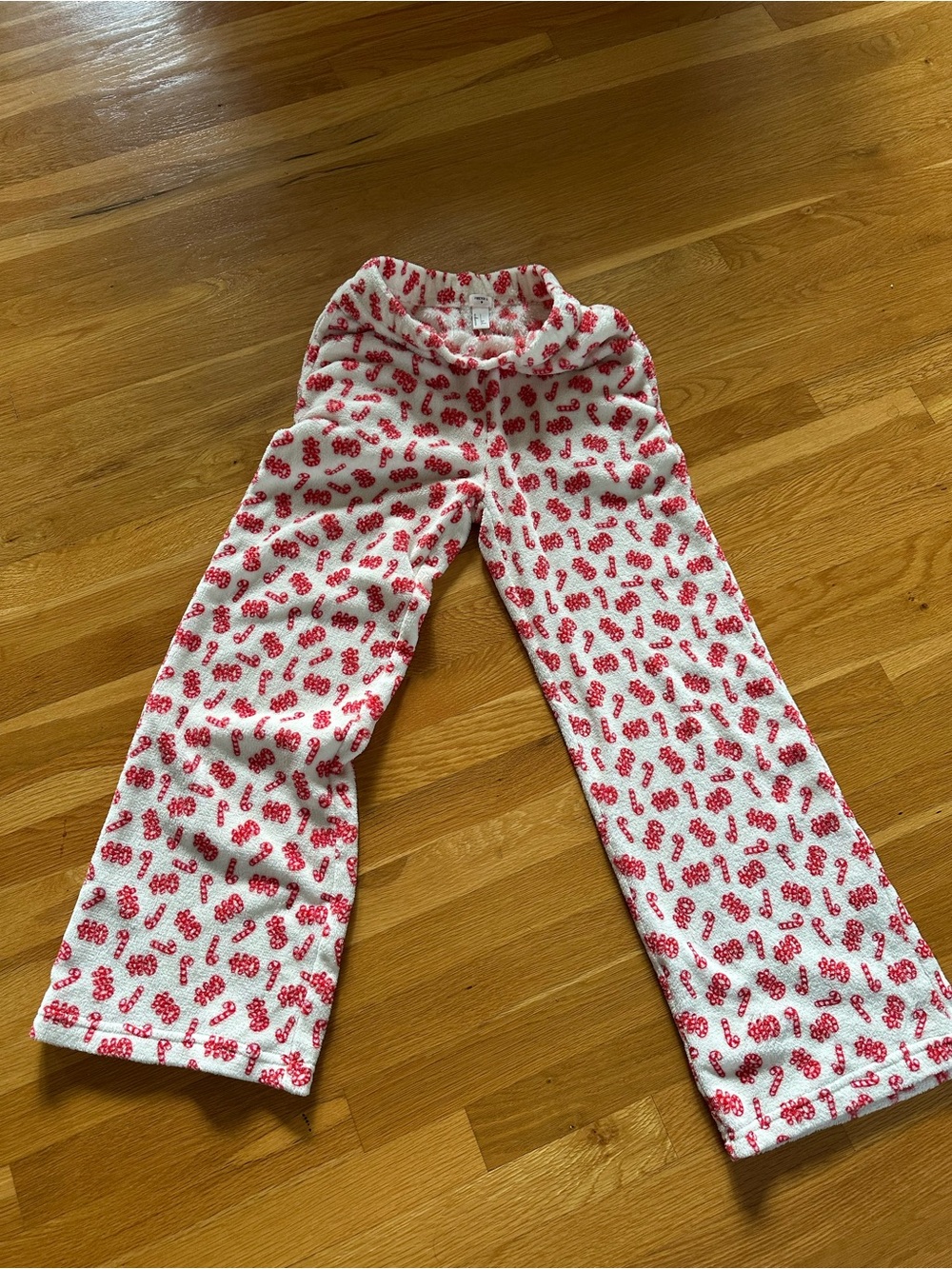 Forever 21 White and Red Candy Cane Fleece Kids Pajama Bottoms